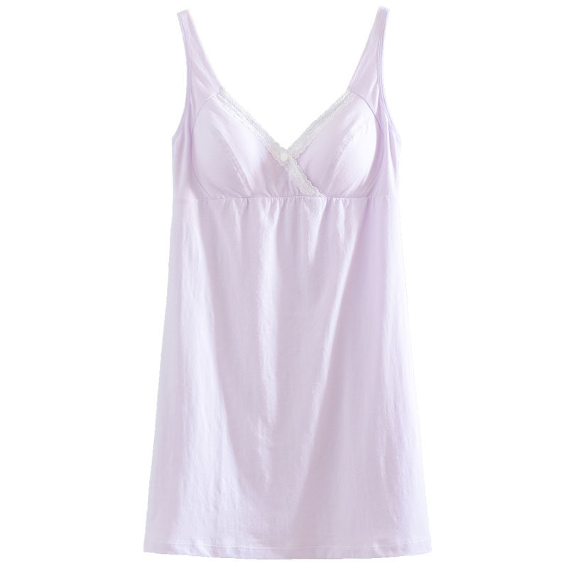 夏季纯棉哺乳睡裙产后月子服长款喂奶衣孕妇吊带背心睡衣免穿文胸