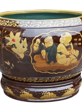 特大金鱼缸紫砂庭院造景流水摆件