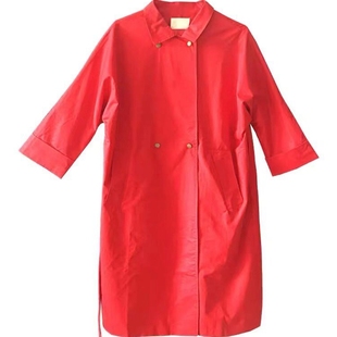 翠色嘉人2026春季新款腰间可调节系带女大码中长款风衣外套A8060