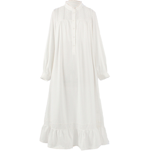 603012少女复古宫廷蕾丝长袖睡裙春秋纯棉甜美睡衣家居服古董裙