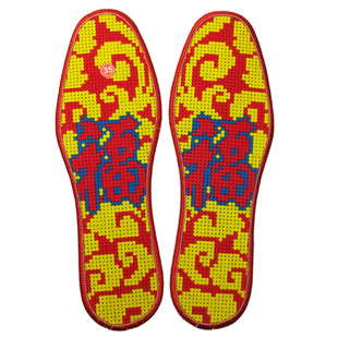 皮鞋鞋垫男女平板十字绣印花纯棉布料吸汗透气双面刺绣纯手工带线