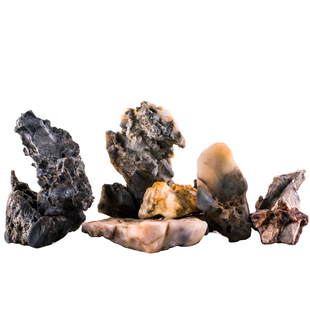 天然小石头奇石鱼缸造景石菖蒲假山微景观摆件配景石 戈壁风凌石