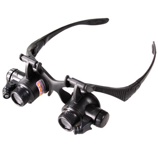 双目头戴放大镜10倍15倍20倍25带灯维修电路板钟表手机眼罩鉴定