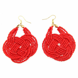 波西米亚风纯手工编制米珠耳环 蝴蝶结气质多色耳环耳坠女