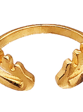 沙金小戒指戒子蝴蝶花朵铜镀金女