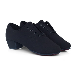 儿童拉丁舞鞋男童男孩男黑色专业牛津布透气软底练功舞蹈鞋男生