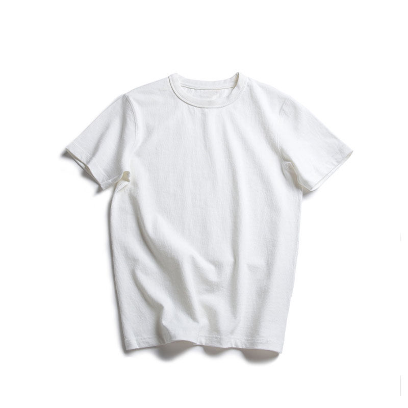 vintage日本重磅咔叽300g圆领纯色厚实纯棉32织打底短袖T恤男女潮