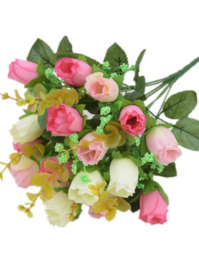 单支仿真玫瑰百合田园装饰塑料花
