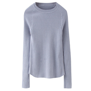 EAL羽迹春季纯色韩版套头圆领长袖针织打底衫修身毛衣女装M27