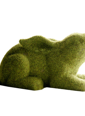 仿真绿色植绒橱窗阳台兔子摆件