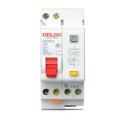 德力西漏电保护器双进双出断路器DZ47PLE 2P窄漏保DPN漏电开关32A