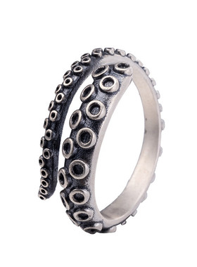 纯银朋克风触角欧美撒旦戒指