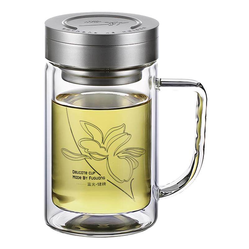 富光手柄泡茶双层玻璃杯杯定制