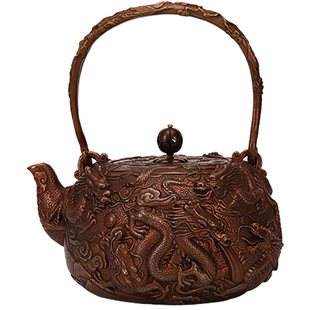 九五至尊纯手工脱蜡铸造紫铜壶纯铜烧水壶红铜煮茶壶无涂层加厚壶