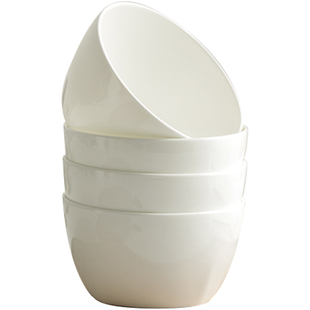 白瓷碗家用套装微波烤箱专用骨瓷泡面碗吃饭碗大碗汤碗陶瓷碗小碗