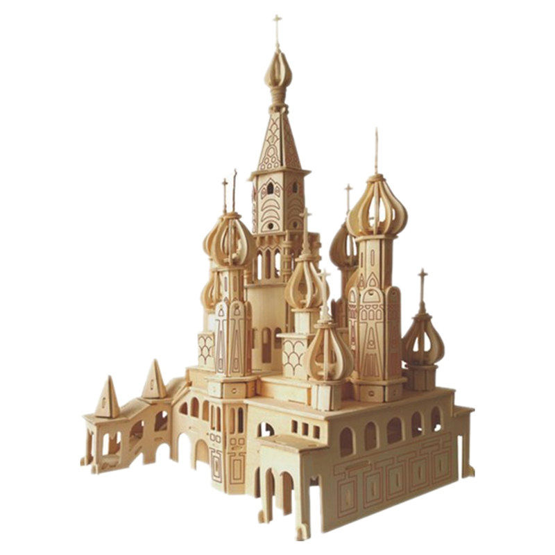 木制3D建筑拼图益智定制