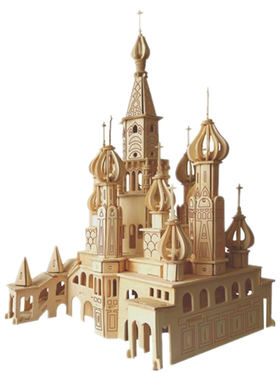 木制3D建筑拼图益智定制