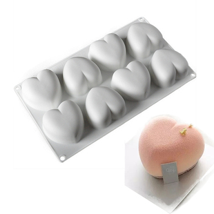 8连心形慕斯蛋糕硅胶模具 情人节爱心法式甜品奶冻布丁烘焙模具