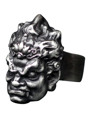 纯银不动明王守护神戒指吊坠