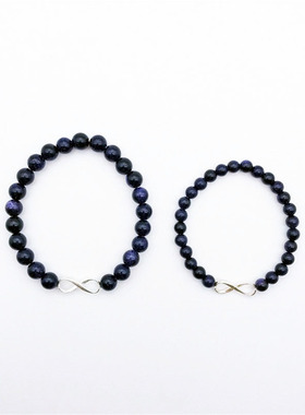 莫比乌斯环星空蓝砂石情侣手链