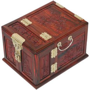 红木首饰盒大红酸枝花开富贵梳妆台实木收纳盒中国风古风妆奁中式