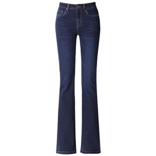 秀后加绒加厚高腰微喇牛仔裤女加长喇叭裤黑色弹力大码女裤妈妈裤