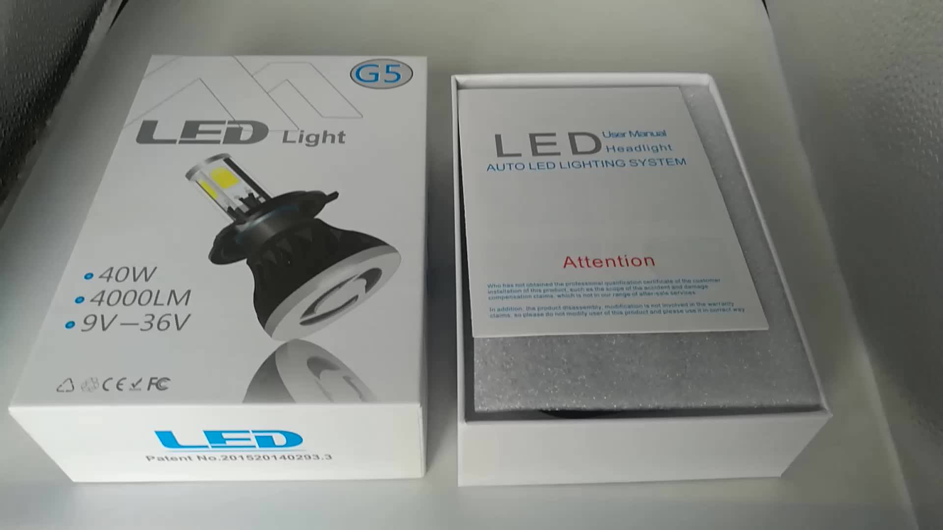 G5 Led Headlight H1 H3 H4 H7 9005 9006 40w 4000lm Car Led Lamp Led Bulb