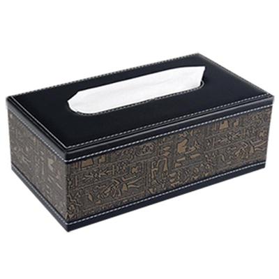 丽然复古埃及纹皮革餐巾抽纸盒