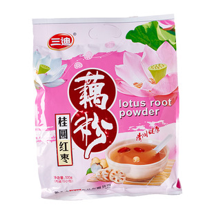 藕粉500g15小包三迪速溶莲藕羹桂圆红枣原味纯香营养即食冲饮
