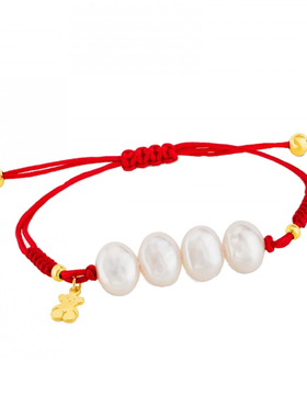 轻奢tous桃丝熊好运红绳18k手链