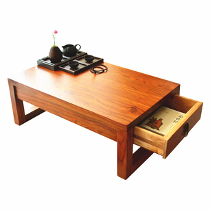 老榆木抽屉桌榻榻米茶几茶桌飘窗桌日式地台小桌储物抽桌炕桌矮桌