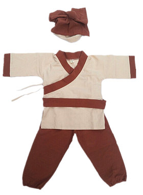 中国风宝宝棉麻汉服小药童拍照