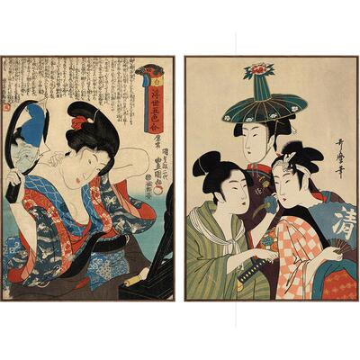 浮世绘日式风墙面料理店仕女图