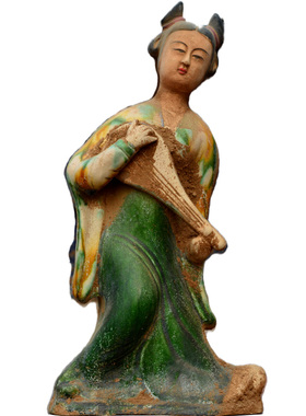 唐三彩歌舞乐俑仕女陶瓷中仿古做旧胖妞彩绘家居饰品礼升值收藏