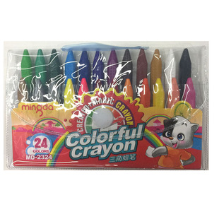 明达 24色大号 塑料三角蜡笔MD- 2324儿童画画涂鸦蜡笔绘画好帮手
