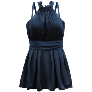 大胸裙式连体泳衣女D-E-F大罩杯钢托聚拢遮肚显瘦大码温泉如厕版