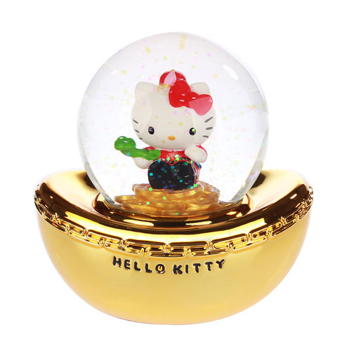 JARLL水晶球KITTY招財进宝摆件金如意送女生小朋友闺蜜送生日礼物