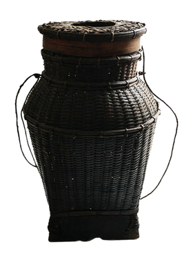 日本老物竹编花篮花器花入竹制品茶道禅意雅器花道用品摆件润和谷