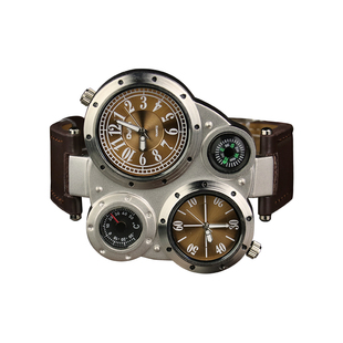 钢铁老爷蒸汽朋克手表男指南针温度计HIPHOP个性潮流嘻哈手表创意
