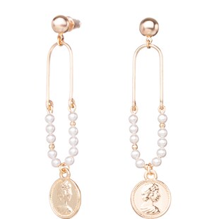 芸所许愿池系列 回形针珍珠耳环女纯银硬币头像耳环小众设计耳夹