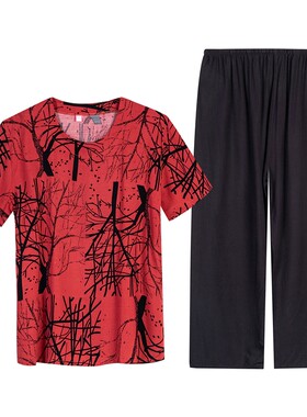 棉绸中老年睡衣夏季短袖家居服