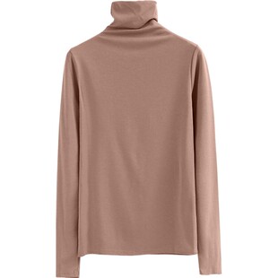 秋冬韩版高领修身纯白纯色百搭磨毛打底衫堆堆领长袖女体恤上衣