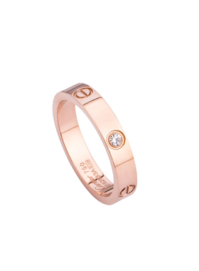 玫瑰金日韩风蹦迪四叶草钛钢戒指