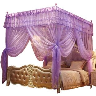 婚庆蚊帐1.8m双人床大红色加厚加密三开门宫廷落地2米帐子结婚