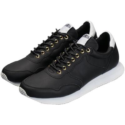BLESSSHOE黑色真皮低帮复古跑鞋