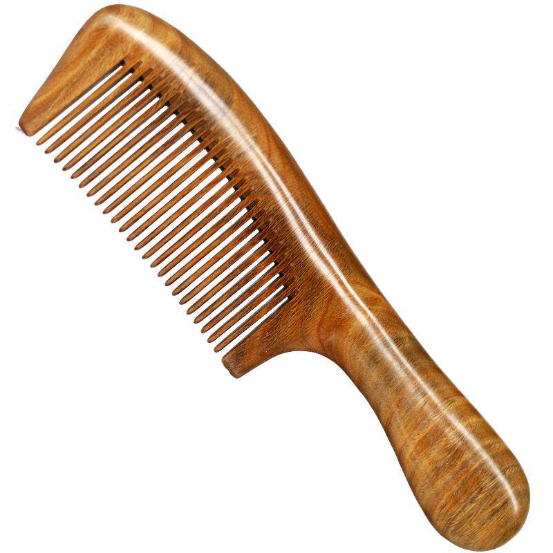 梳子绿檀木梳天然玉檀香木梳子女士 长发静电大齿宽齿梳按摩梳