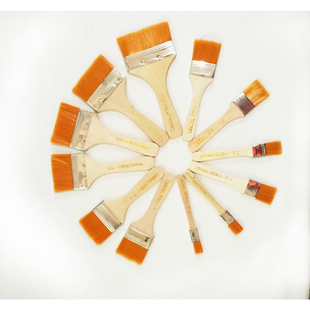 尼龙毛油画笔套装短杆绘画排刷水粉丙烯水彩墙绘颜料涂抹色粉毛笔原木板刷美术工具刷笔初学者排笔画画刷子