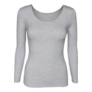 女士纯棉单件上衣大低圆领贴身超薄款保暖内衣女黑色秋衣打底棉毛