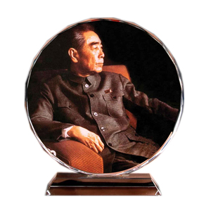 周恩来水晶摆设纪念品礼物收藏品周总理画像工艺品模型装饰品摆件