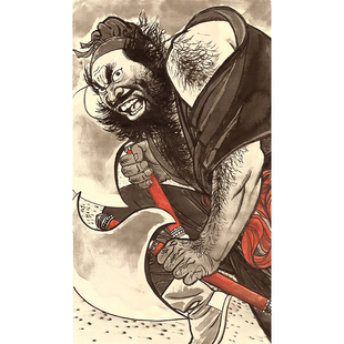 嘉橙戎锦客厅玄关装饰画餐厅背景墙画挂画王可伟中国古典水浒李逵